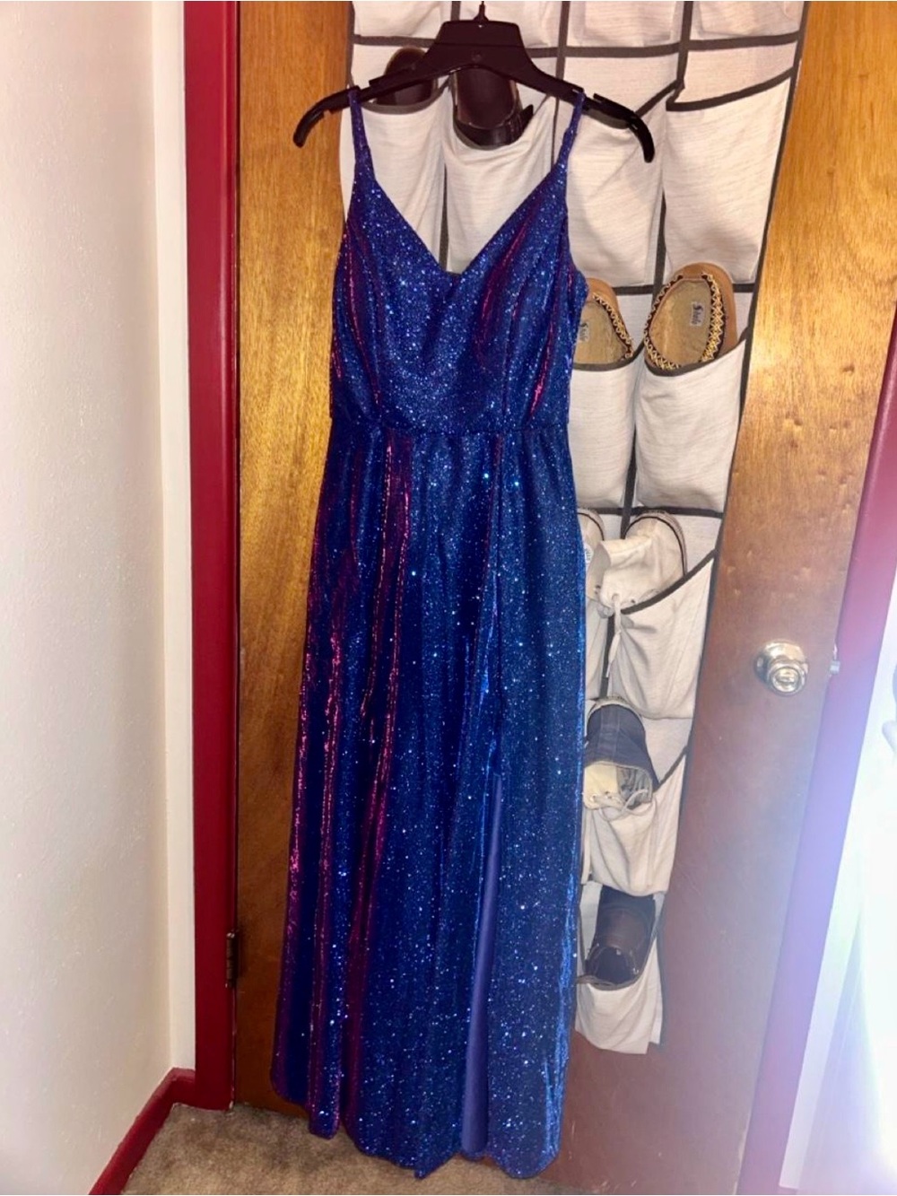 Windsor Blue Sparkle V-Neck Maxi Dress